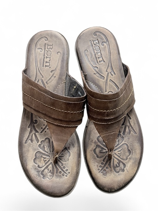 Born Shoes - Born Chocolate Brown Leather Flip Flop Sandals